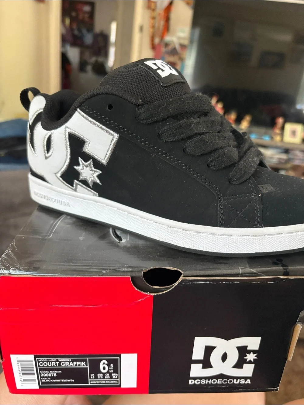 DC Kids Black and White Court Graffik Skate Sneakers